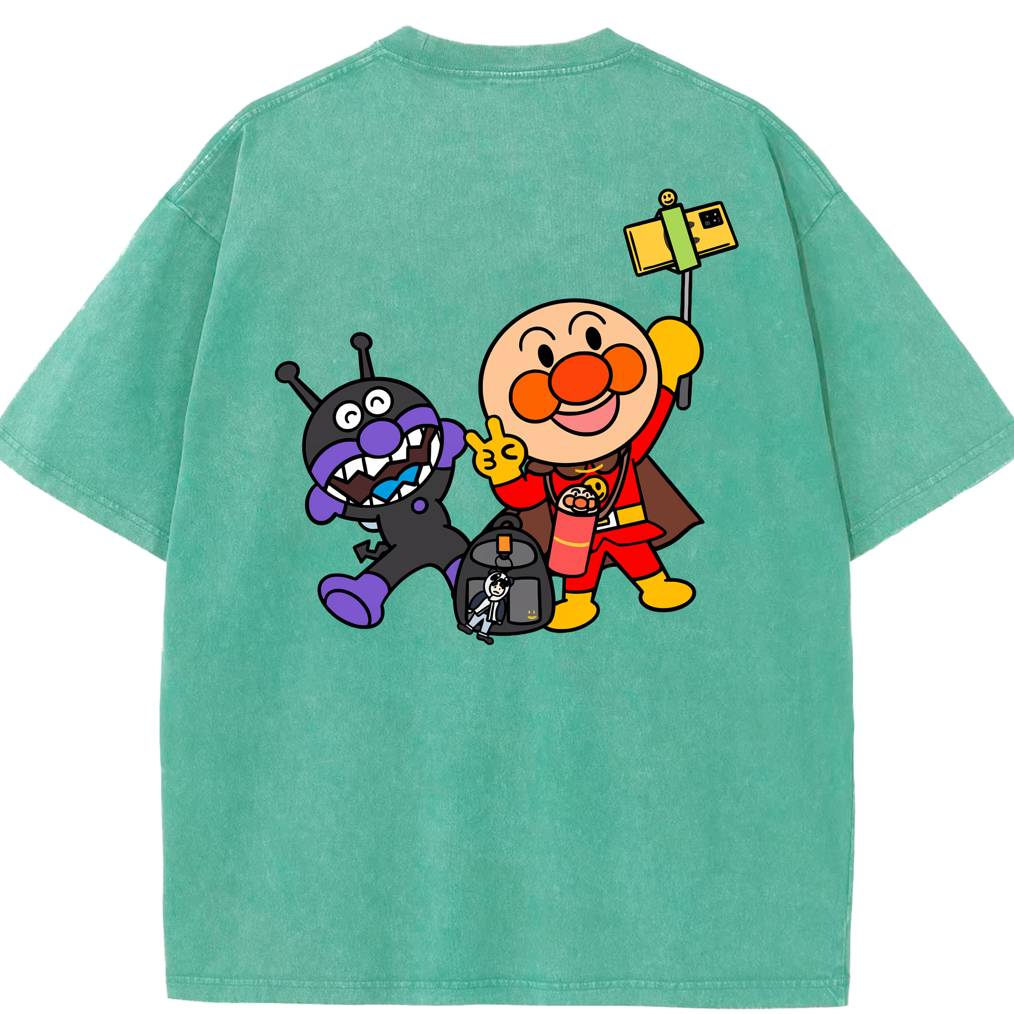 （画像用） アンパンマン Anpanman 綿100% ヴィンテージ風 半袖Tシャツ（背面プリント）